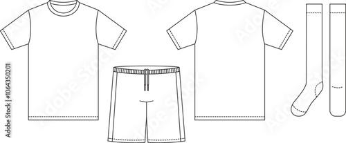 Tshirt jersey mockup outline isolated sport background clothing template tee kit