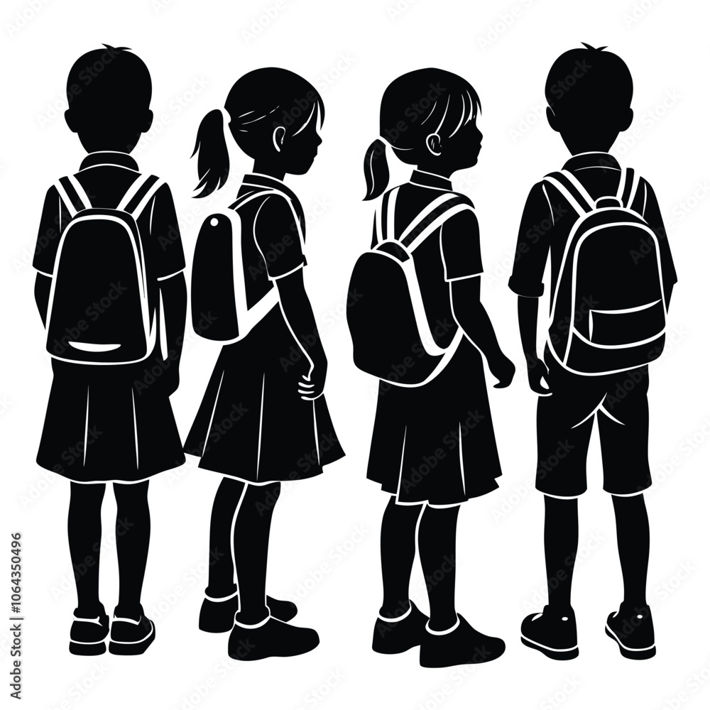 silhouette of school kids back to school illustration silhouette of school kids back to school illustration