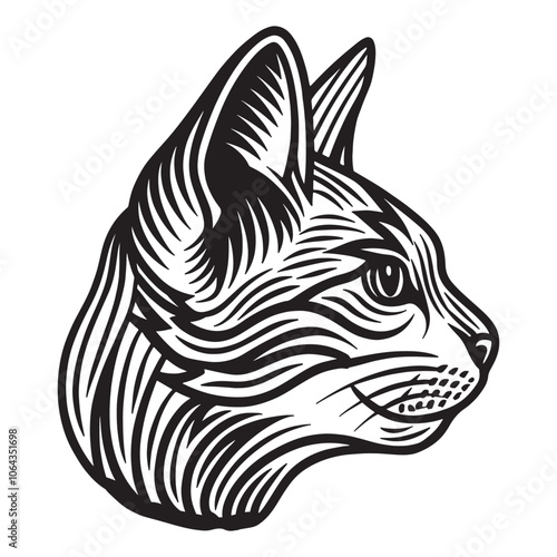 cat Head silhouette vector art illustration
