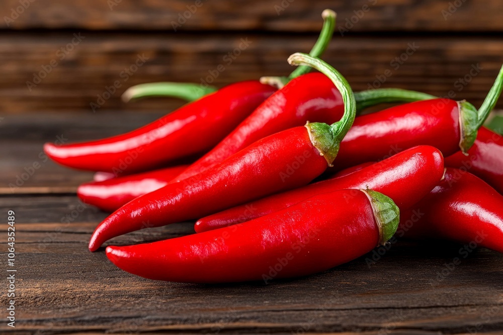 Close-up of chili peppers in a rustic kitchen, emphasizing their fat-burning properties through capsaicin Close-up of chili peppers in a rustic kitchen, emphasizing their fat-burning properties through capsaicin