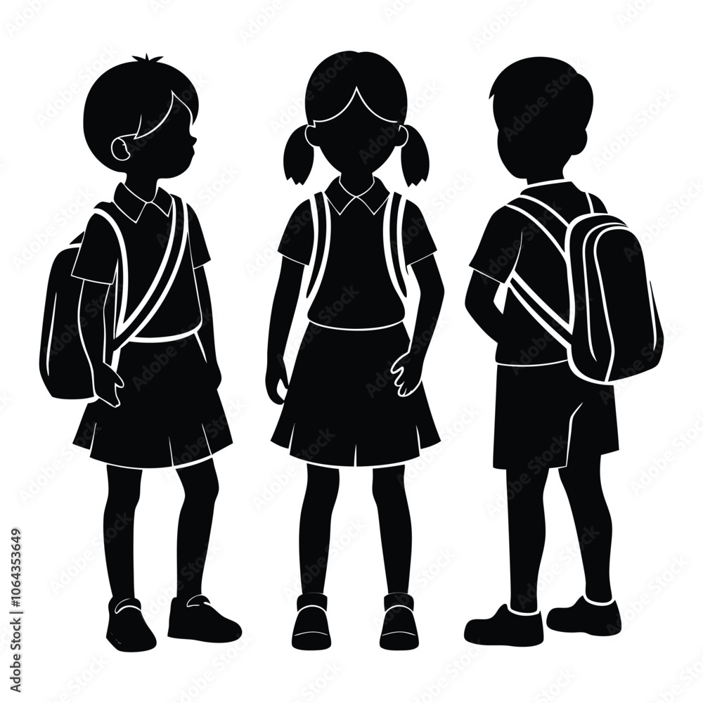 silhouette of school kids back to school illustration silhouette of school kids back to school illustration