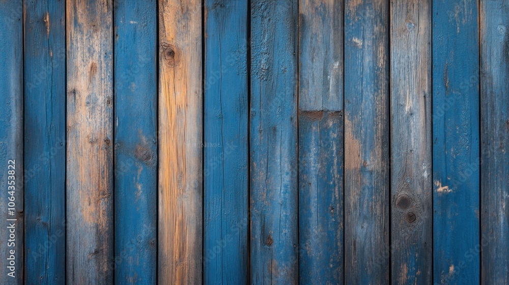 A textured wooden wall featuring a mix of blue and natural wood tones. A textured wooden wall featuring a mix of blue and natural wood tones.