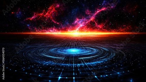 A stunning cosmic view of swirling galaxies and vibrant colors at the edge of the universe during a celestial event