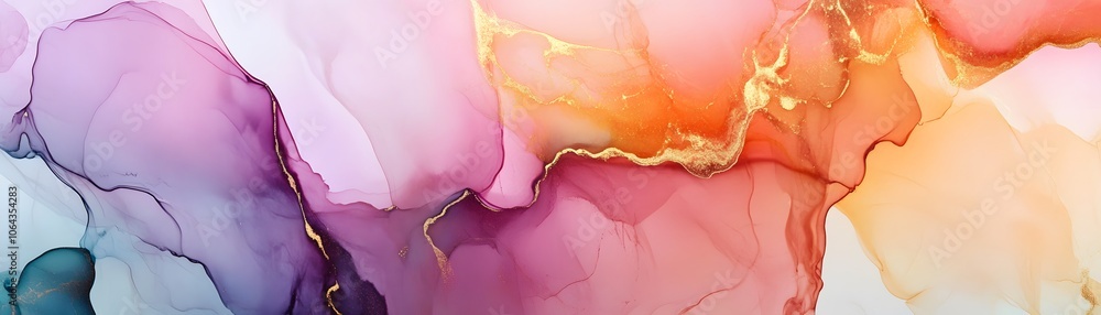 Abstract Alcohol Ink Art with Pink, Orange, and Gold Swirls Abstract Alcohol Ink Art with Pink, Orange, and Gold Swirls