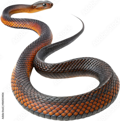  Realistic Inland Taipan clipart showing slender body, dark scales, and intense eyes. 