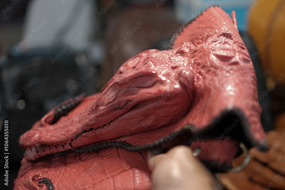 Dyed animal Crocodile Skin, Alligator Caiman and Crocodile classic Leather products for sale, in Hatyai , Thailand