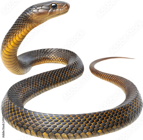  Realistic Inland Taipan clipart showing slender body, dark scales, and intense eyes.  photo