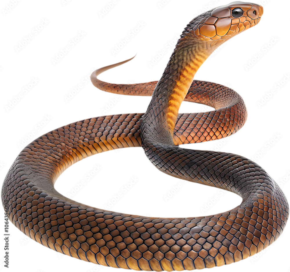 Obraz premium Realistic Inland Taipan clipart showing slender body, dark scales, and intense eyes.