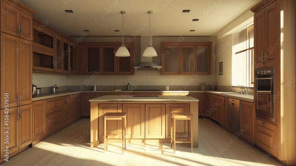 Spacious Kitchen with Wood Cabinets and Modern Amenities Spacious Kitchen with Wood Cabinets and Modern Amenities