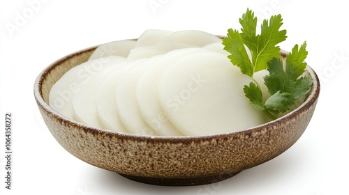 Fresh Sliced Radish on a Ceramic Plate