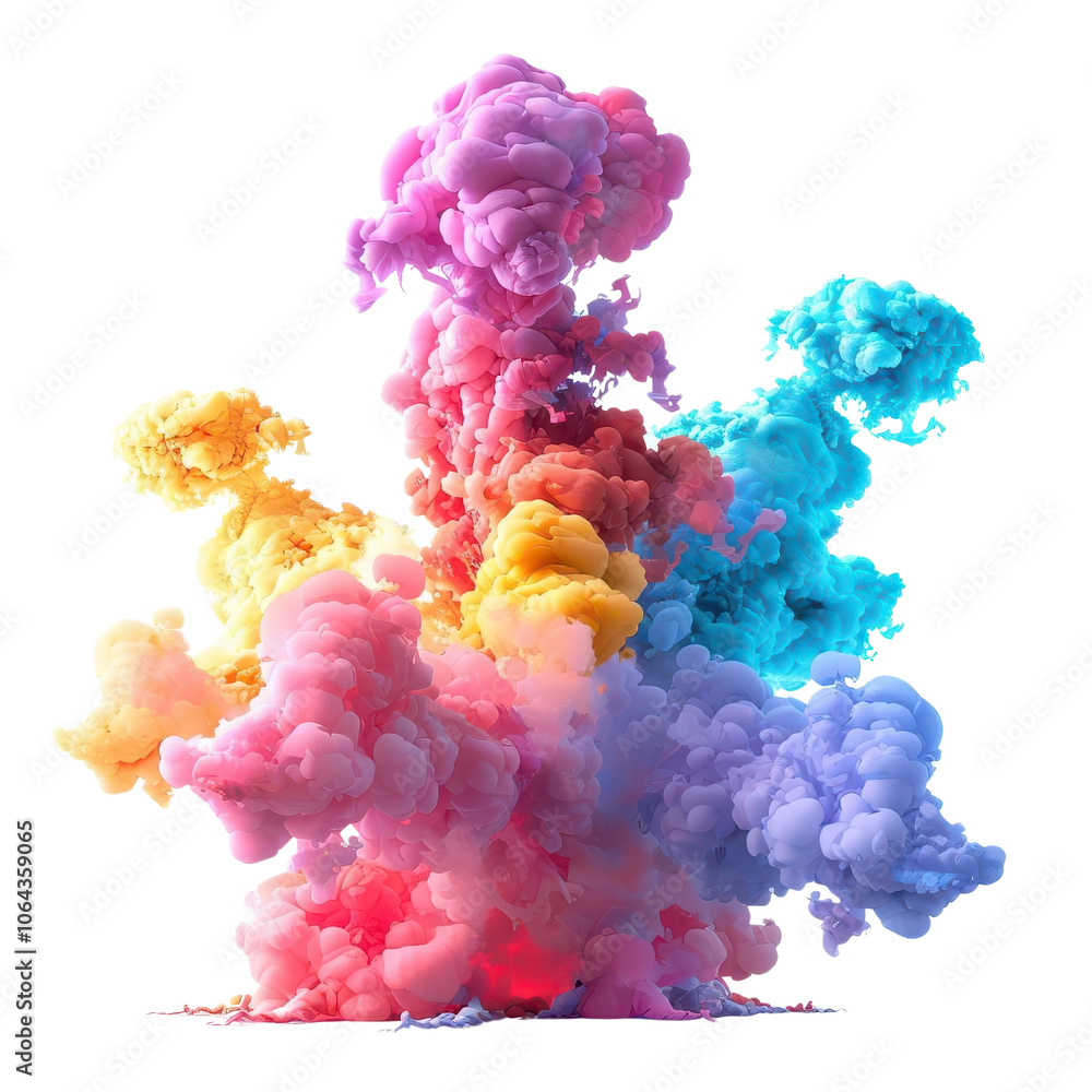 Fototapeta premium Colorful smoke explosion on white isolated background.