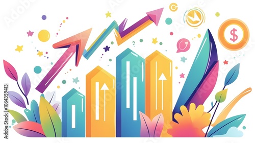 Growth Chart With Arrows And Flowers