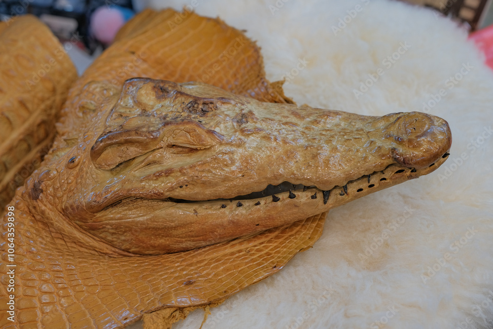 Dyed animal Crocodile Skin, Alligator Caiman and Crocodile classic Leather products for sale, in Hatyai , Thailand