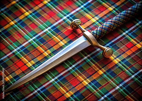 Medieval Sword on Scottish Kilt - Historical Battle Scene - AI Photo photo