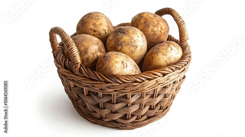 Fresh Potatoes in Woven Basket