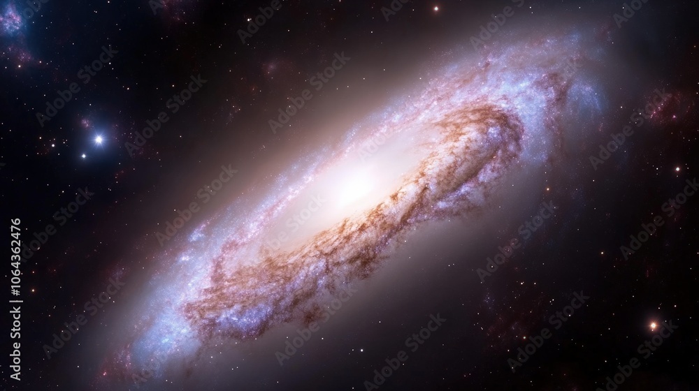 Fototapeta premium A stunning spiral galaxy illuminated in cosmic light with swirling arms and bright core captured in deep space