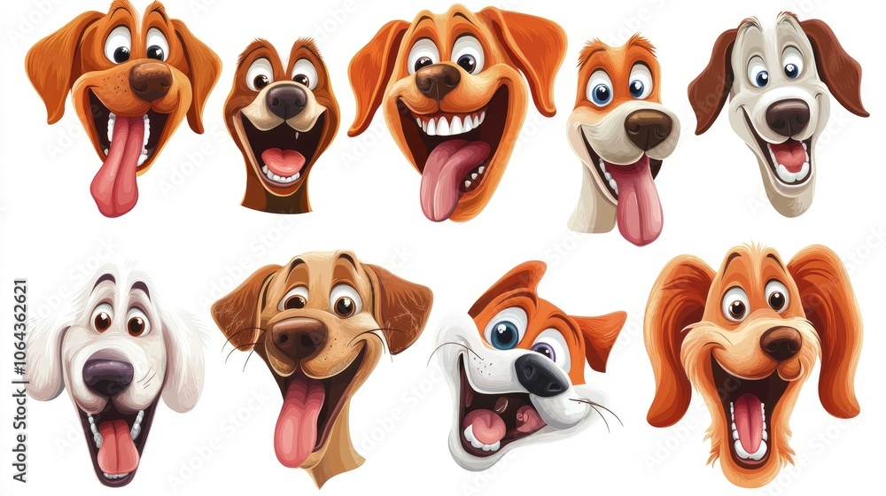 Joyful Cartoon Dog Faces Collection Joyful Cartoon Dog Faces Collection