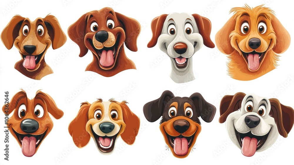 Playful Cartoon Dog Faces for Fun Designs Playful Cartoon Dog Faces for Fun Designs