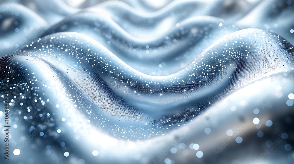 Abstract silver wavy background with bokeh lights. Abstract silver wavy background with bokeh lights.