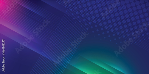 Blue abstract background in vector illustration with glow and lights, with parallel lines, bright geometric shape, design futuristic and elegant.