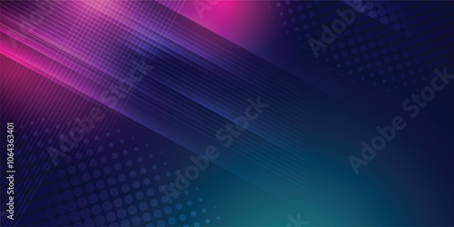 Blue abstract background in vector illustration with glow and lights, with parallel lines, bright geometric shape, design futuristic and elegant.