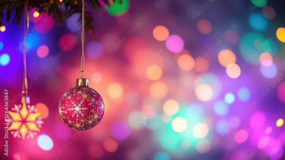 Colorful and vibrant abstract Christmas background with twinkling lights and sparkling ornaments, xmas, Christmas Colorful and vibrant abstract Christmas background with twinkling lights and sparkling ornaments, xmas, Christmas