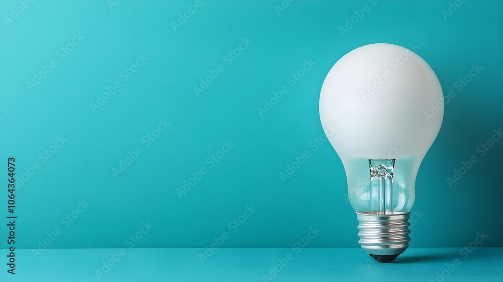 Lightbulb on Turquoise Background Lightbulb on Turquoise Background