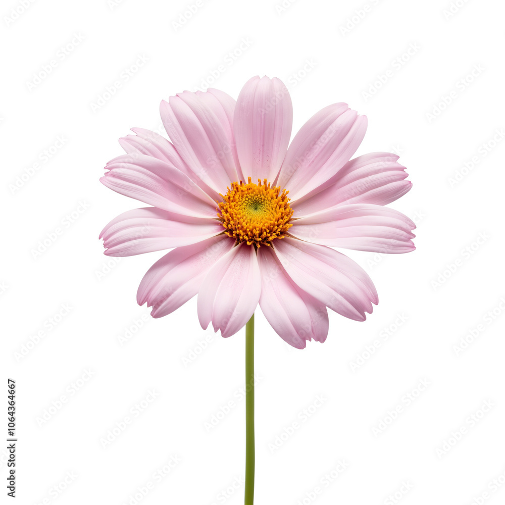 Delicate pink daisy flower with a vibrant yellow center Delicate pink daisy flower with a vibrant yellow center