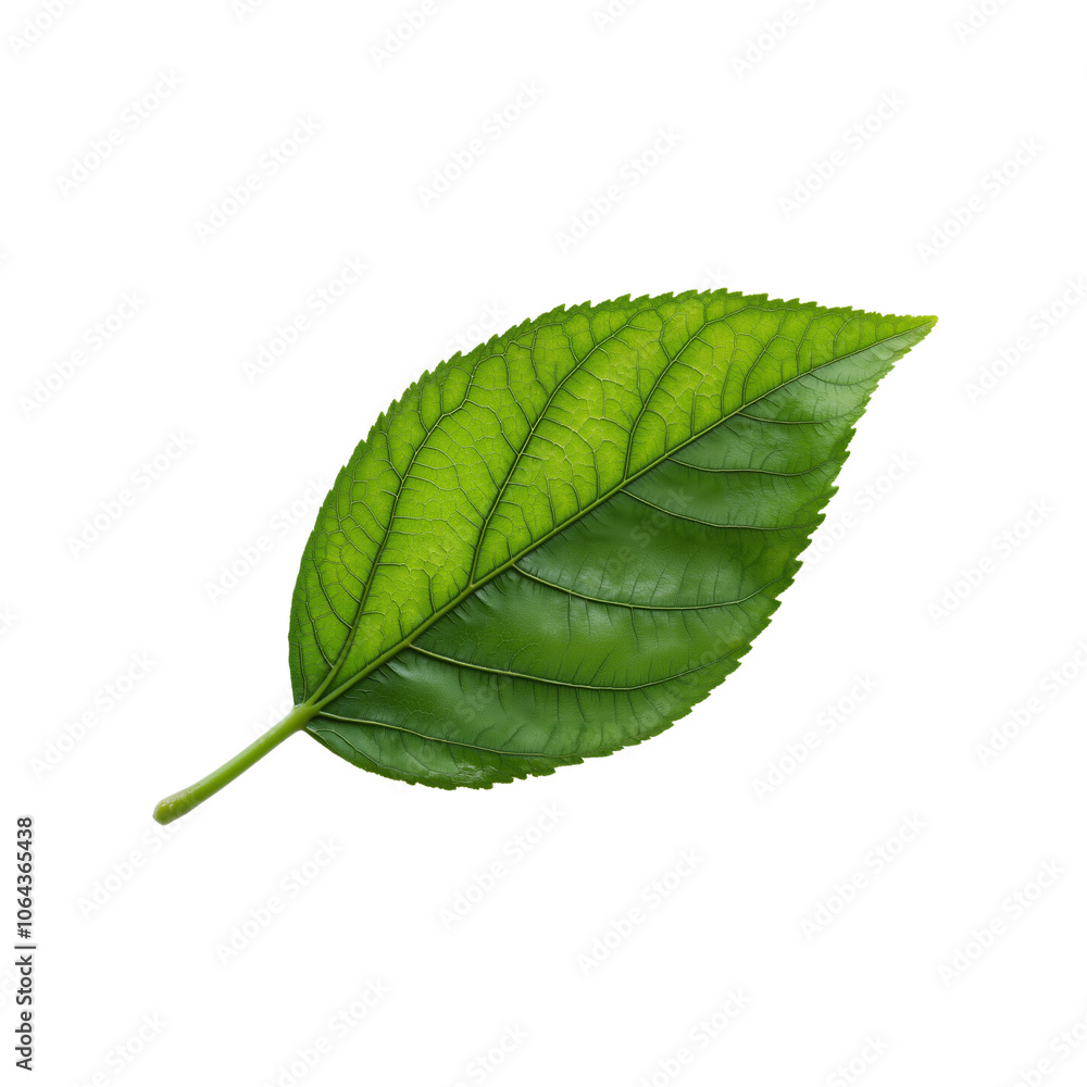 Obraz premium Fresh green leaf with intricate vein patterns and smooth texture