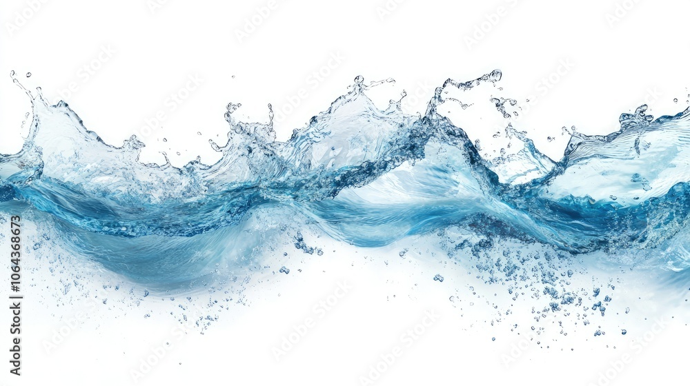 Flowing Water Splash Against White Background Flowing Water Splash Against White Background