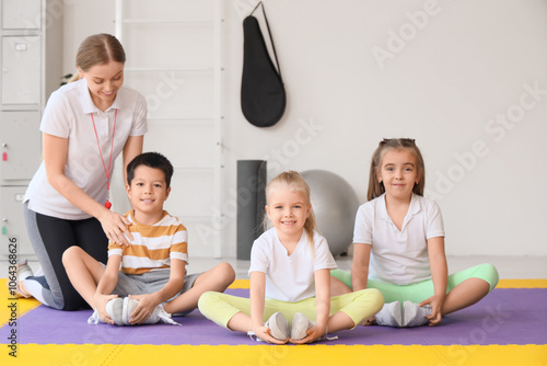 Cute little children stretc...