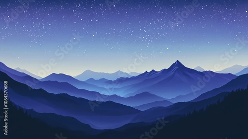 Starry Night Over Mountain Range