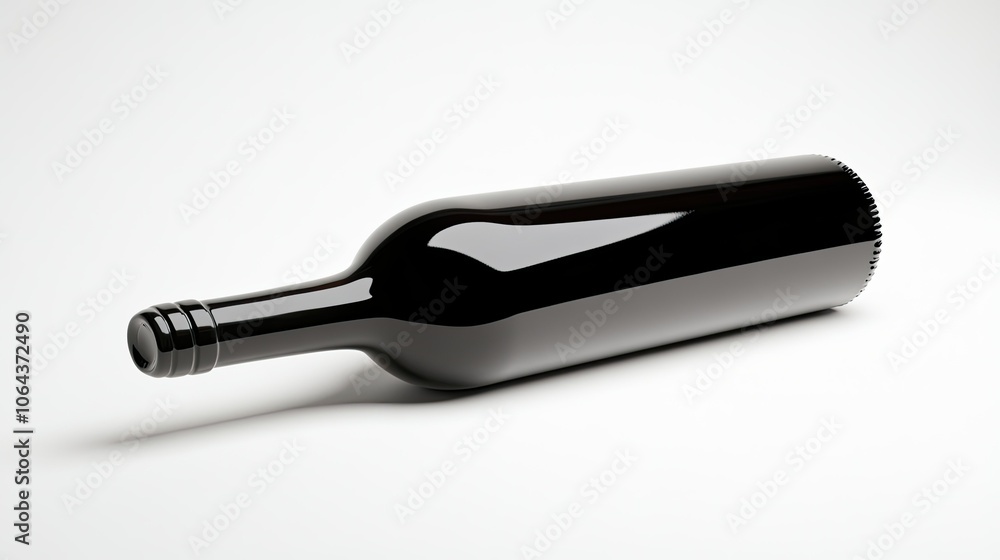 Elegant Black Wine Bottle on White Background Elegant Black Wine Bottle on White Background