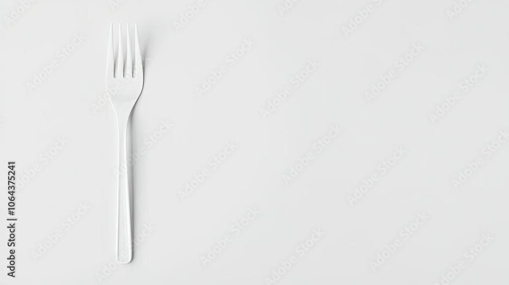 Minimalist White Fork on Clean Background Minimalist White Fork on Clean Background