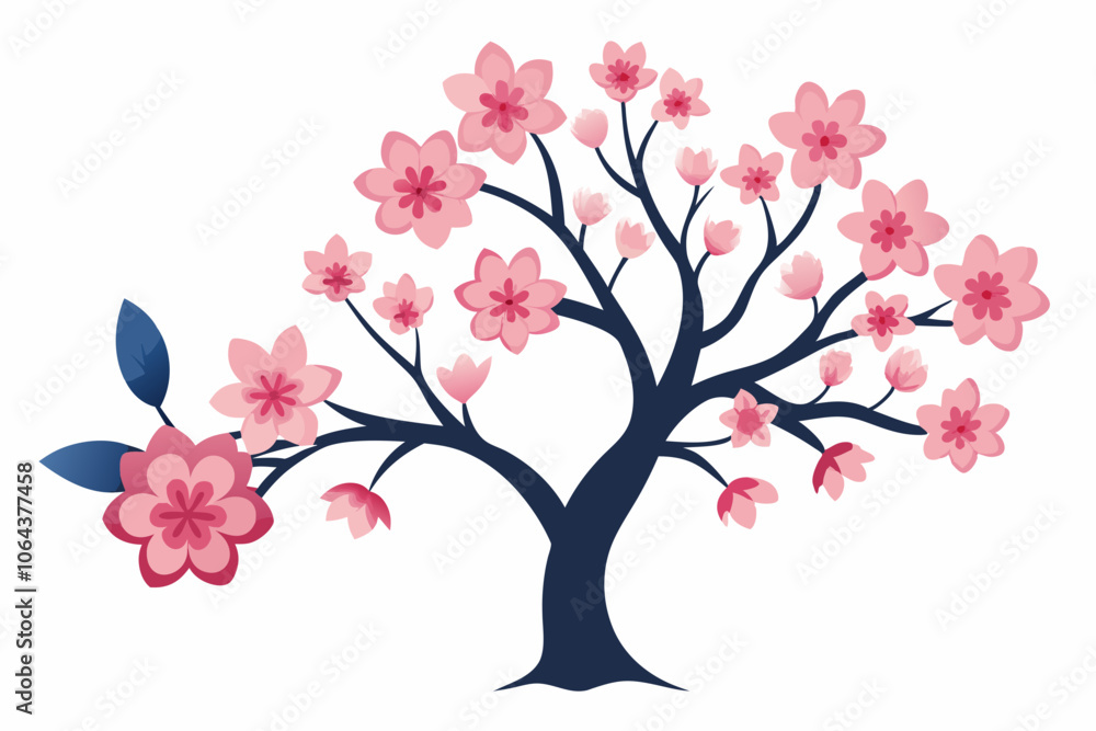 Pink flower, Cherry blossoms tree isolated on white background Pink flower, Cherry blossoms tree isolated on white background