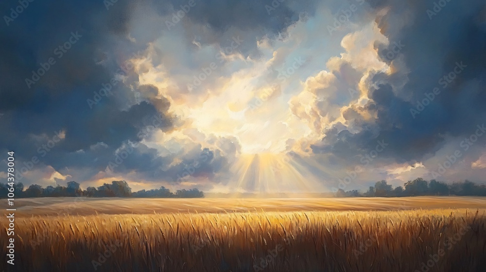 Golden Sunset Over a Wheat Field Golden Sunset Over a Wheat Field