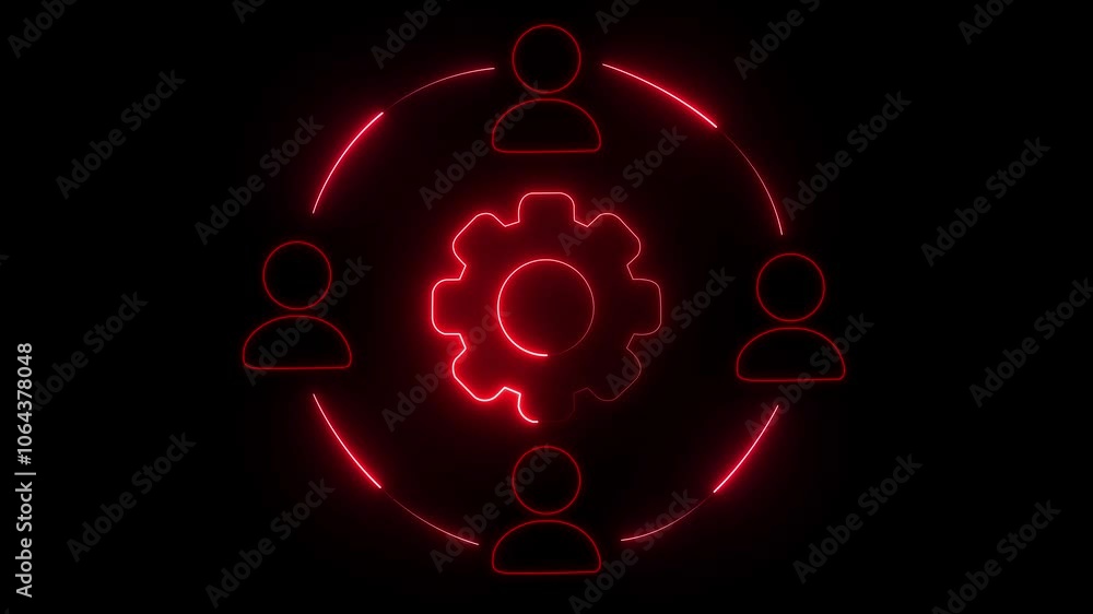 Glowing neon line of setting light and man icon isolated investment, growth business, economy, finance and success, on black background. 4k video animation . Glowing neon line of setting light and man icon isolated investment, growth business, economy, finance and success, on black background. 4k video animation .