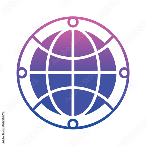 Minimalistic globe icon with grid lines, representing global connection, communication, and the internet in a simplified design.