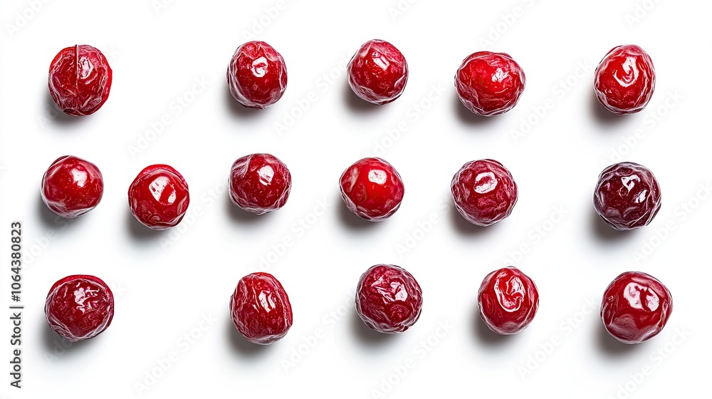 Glossy Red Berries on White Background Glossy Red Berries on White Background