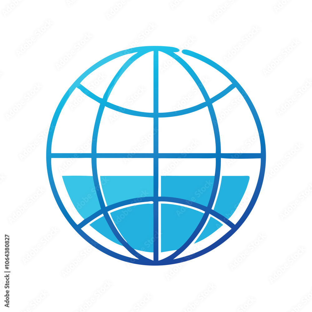 Minimalistic globe icon with grid lines, representing global connection, communication, and the internet in a simplified design. Minimalistic globe icon with grid lines, representing global connection, communication, and the internet in a simplified design.
