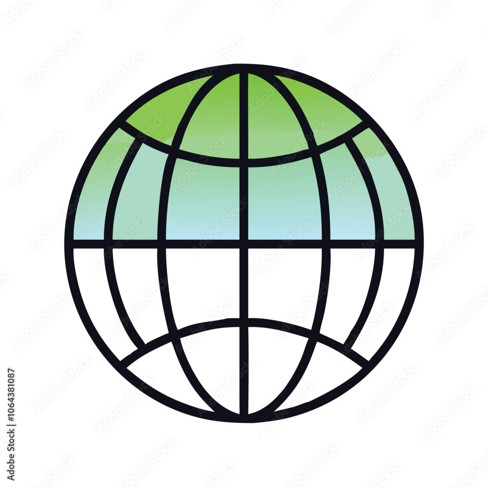 Minimalistic globe icon with grid lines, representing global connection, communication, and the internet in a simplified design. Minimalistic globe icon with grid lines, representing global connection, communication, and the internet in a simplified design.