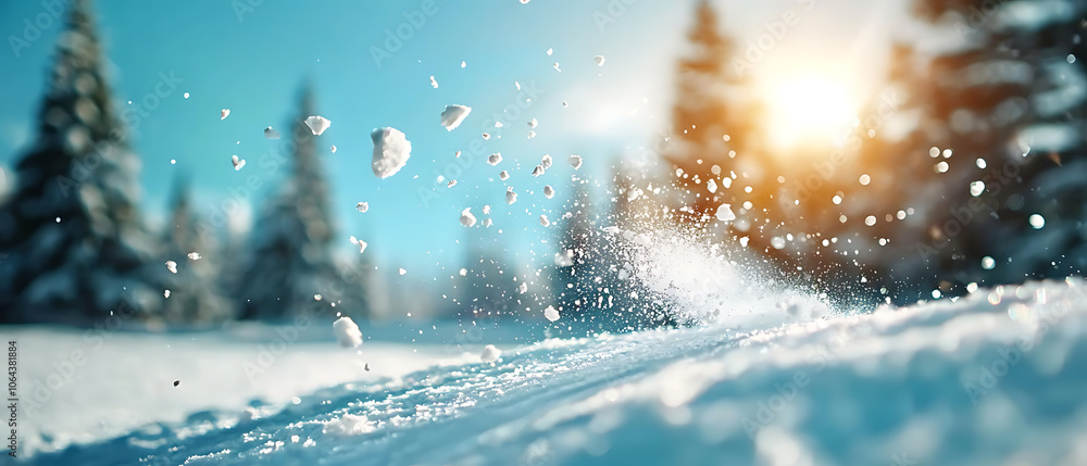 Skier races downhill as snow sprays in stunning action shot Skier races downhill as snow sprays in stunning action shot