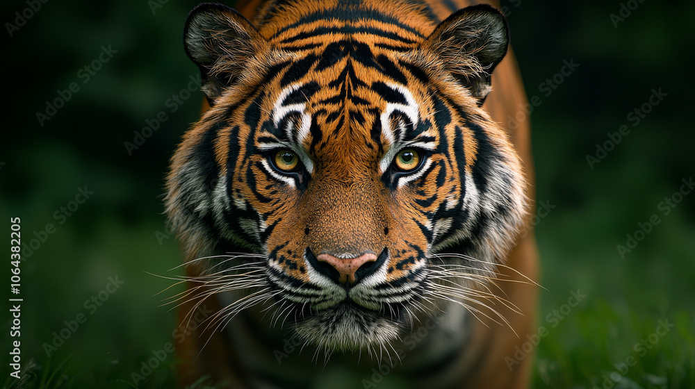 Fototapeta premium Bengal Tiger Prowling Through Dense Jungle 