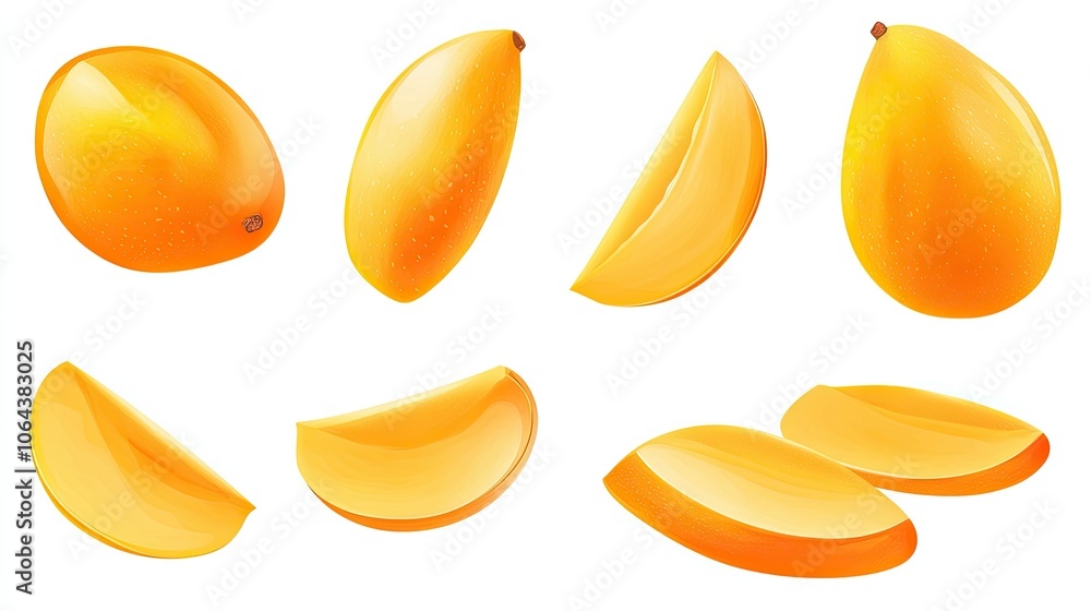 Fototapeta premium Vibrant Mango Fruits in Different Perspectives