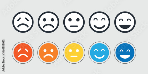 Feedback emoticons emojis. Smiley icon set , happy, neutral, sad, emoji, icon, Customer satisfaction rating scale with good and bad emotions.