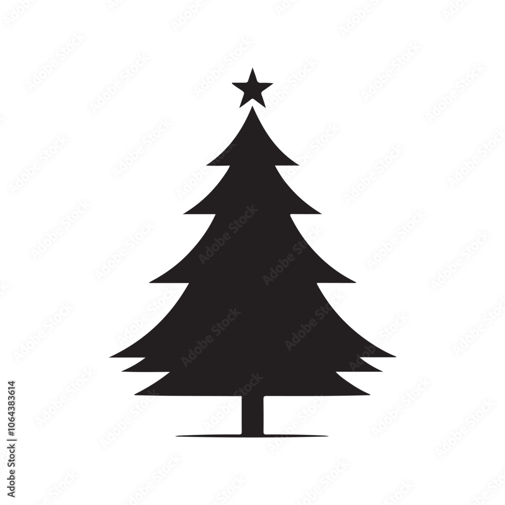 Isolated Christmas Tree Icon on White Background - Vector Illustration. Isolated Christmas Tree Icon on White Background - Vector Illustration.