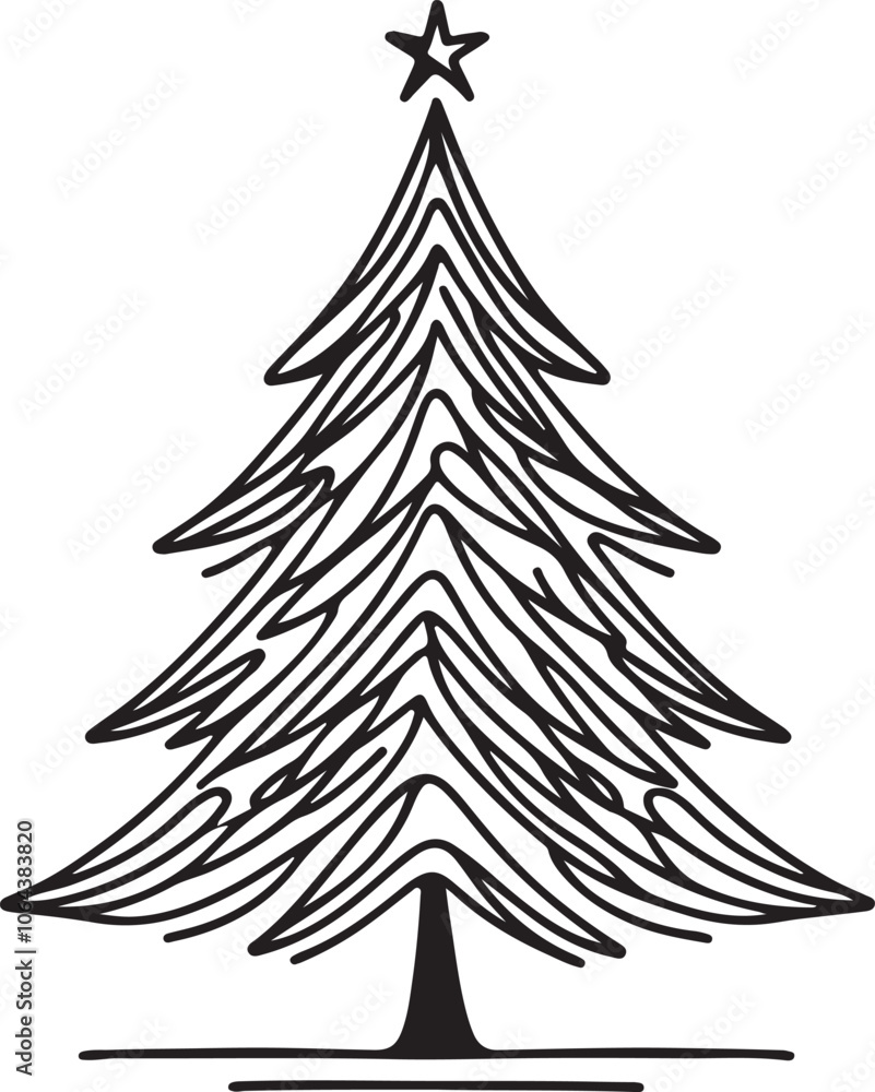 Obraz premium Christmas Tree Icon Silhouette Vector Illustration on White.