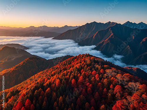 Late autumn scenery in Shennongjia, Hubei Province, China photo