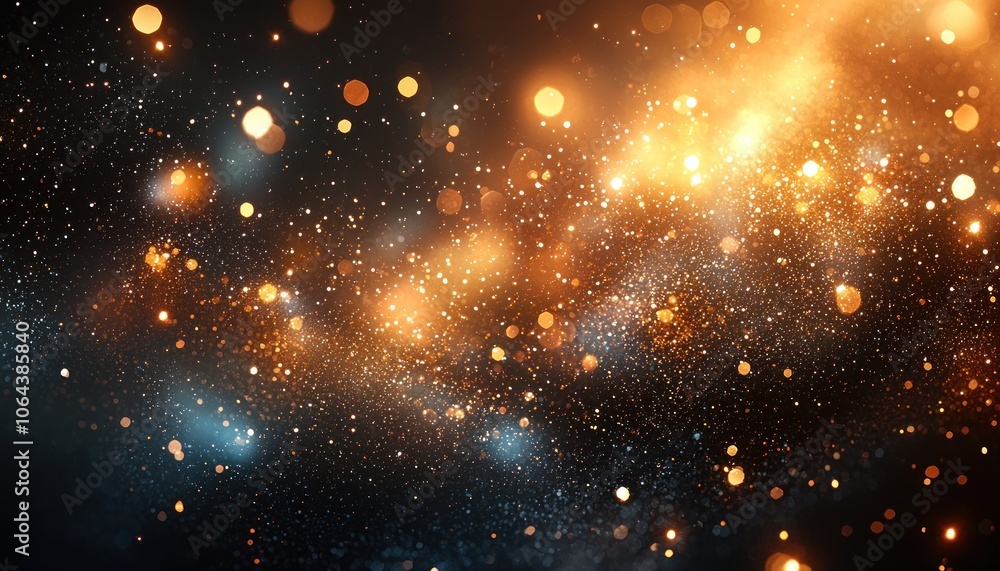 Obraz premium Abstract Background with Golden and Blue Sparkle Lights