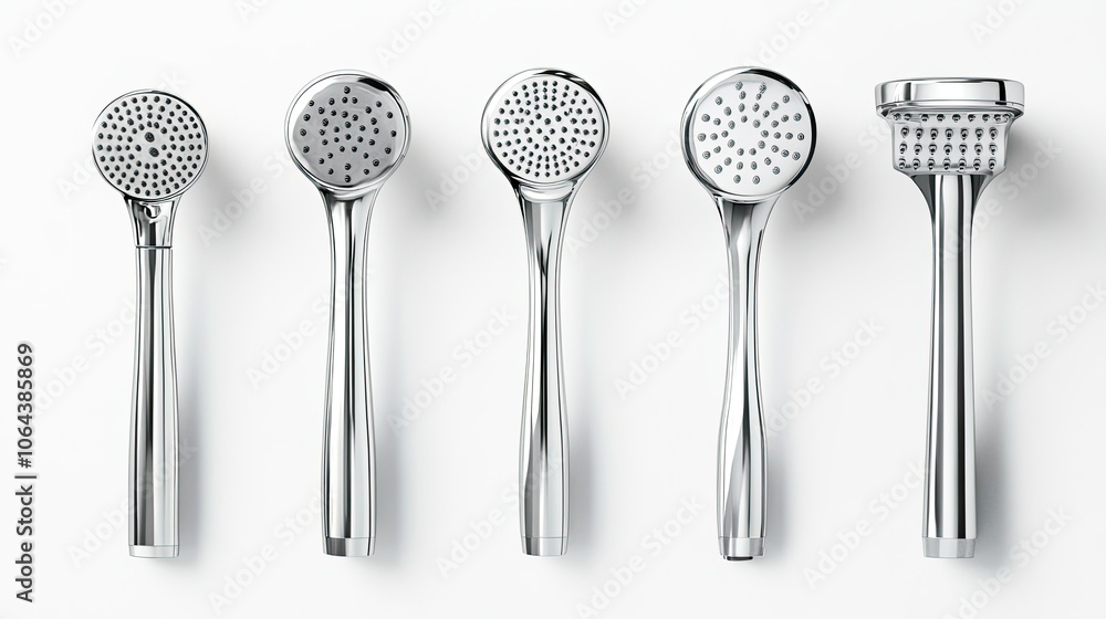 Elegant Silver Kitchen Tools on White Background Elegant Silver Kitchen Tools on White Background